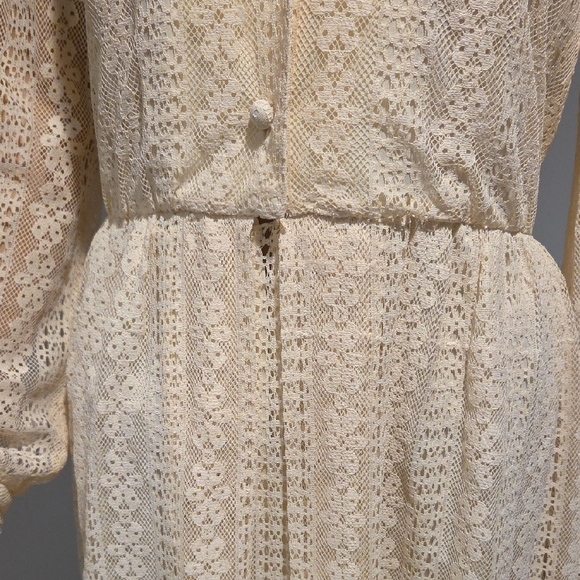 Vintage Cream Long Sleeve Lace Dress - Picture 6 of 12